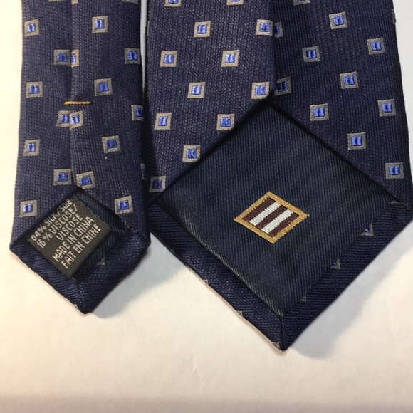 Joseph Abboud - Navy with small light blue square with silver outline. - Picture 3 of 12